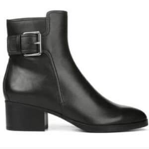 Via Spiga Ovelle Leather Block Heel Boot Moto Black Women's 7